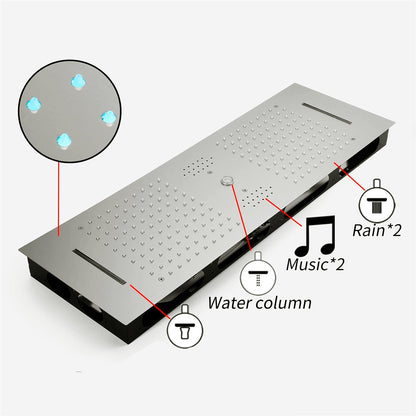 Fontana Tranquil Flow Remote Control LED Brushed Nickel Ceiling Mounted Rain Shower Head