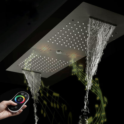 Fontana Tranquil Flow Remote Control LED Brushed Nickel Ceiling Mounted Rain Shower Head