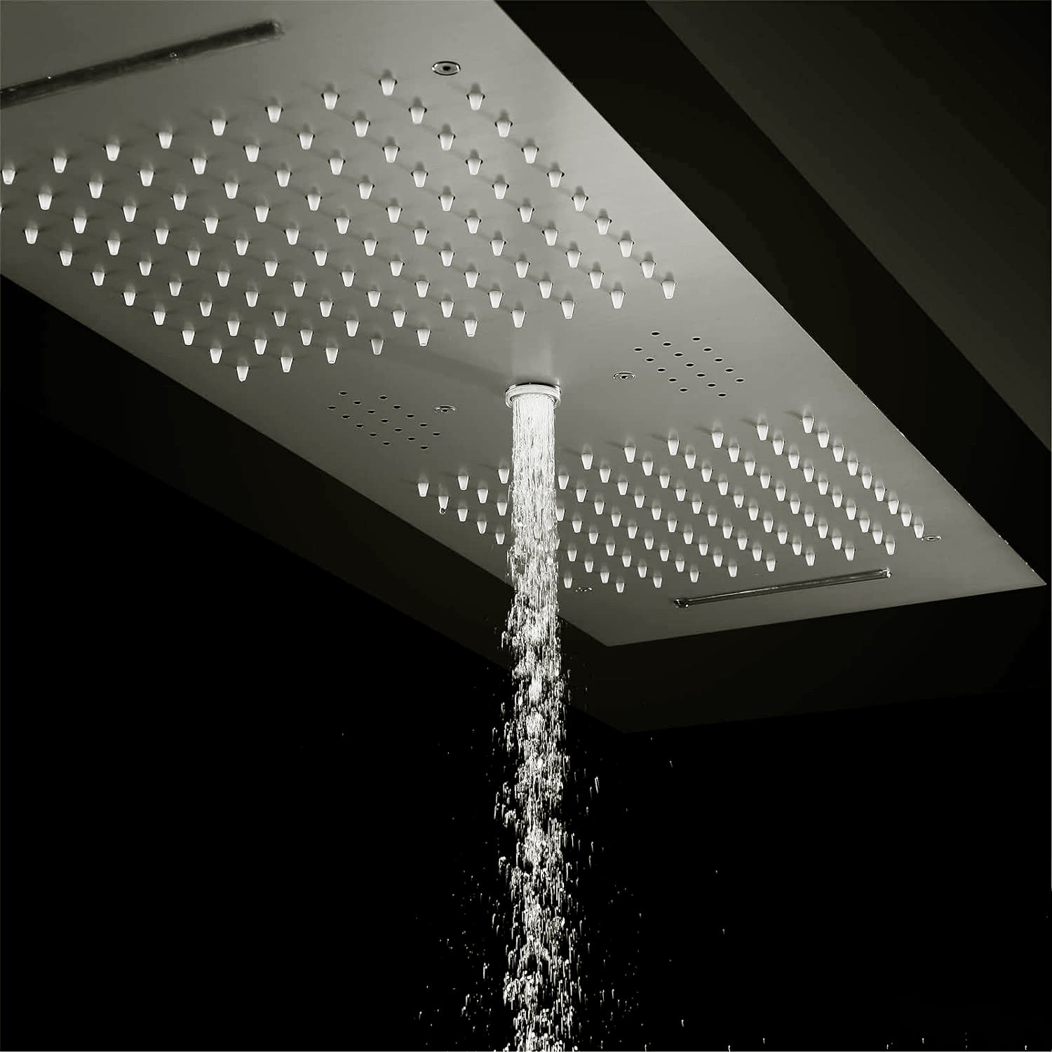 Fontana Tranquil Flow Remote Control LED Brushed Nickel Ceiling Mounted Rain Shower Head