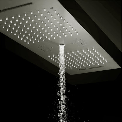 Fontana Tranquil Flow Remote Control LED Brushed Nickel Ceiling Mounted Rain Shower Head
