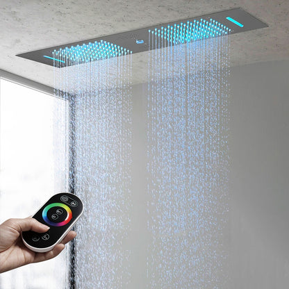 Fontana Tranquil Flow Remote Control LED Brushed Nickel Ceiling Mounted Rain Shower Head
