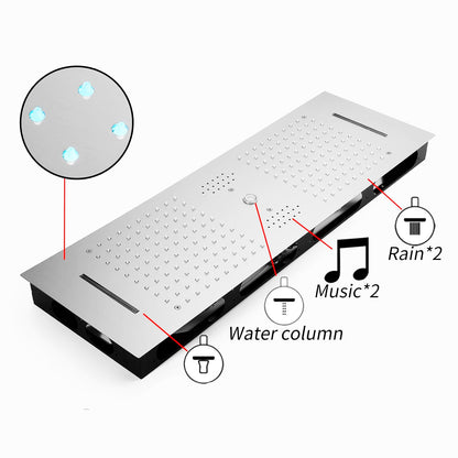 Fontana Tranquil Flow Remote Control LED Chrome Ceiling Mounted Rain Shower Head