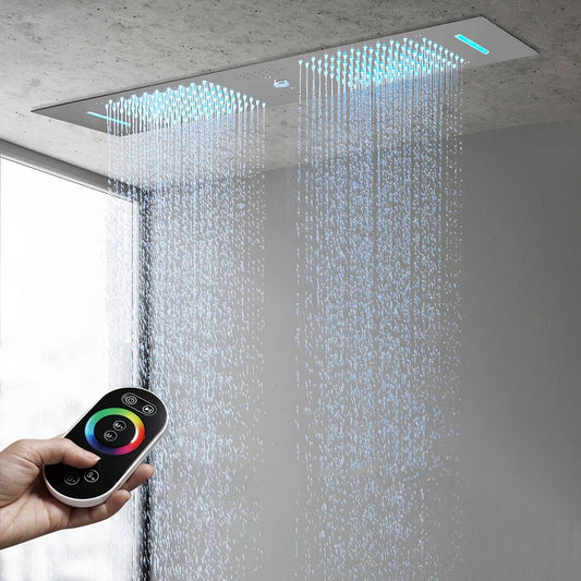 Fontana Tranquil Flow Remote Control LED Chrome Ceiling Mounted Rain Shower Head