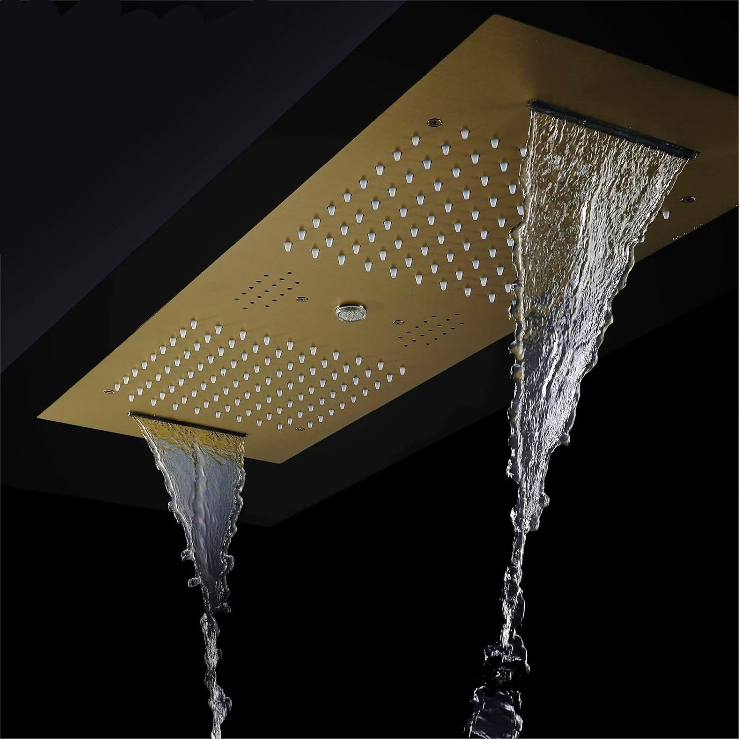 Fontana Tranquil Flow Remote Control LED Polished Gold Ceiling Mounted Rain Shower Head