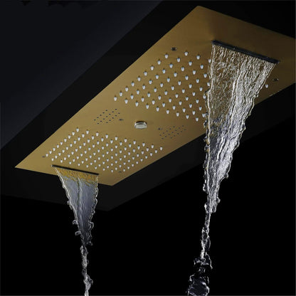 Fontana Tranquil Flow Remote Control LED Polished Gold Ceiling Mounted Rain Shower Head