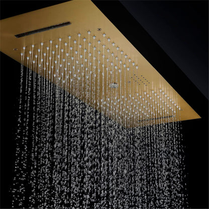 Fontana Tranquil Flow Remote Control LED Polished Gold Ceiling Mounted Rain Shower Head