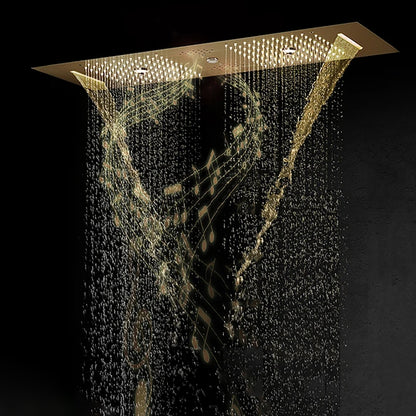 Fontana Tranquil Flow Remote Control LED Polished Gold Ceiling Mounted Rain Shower Head