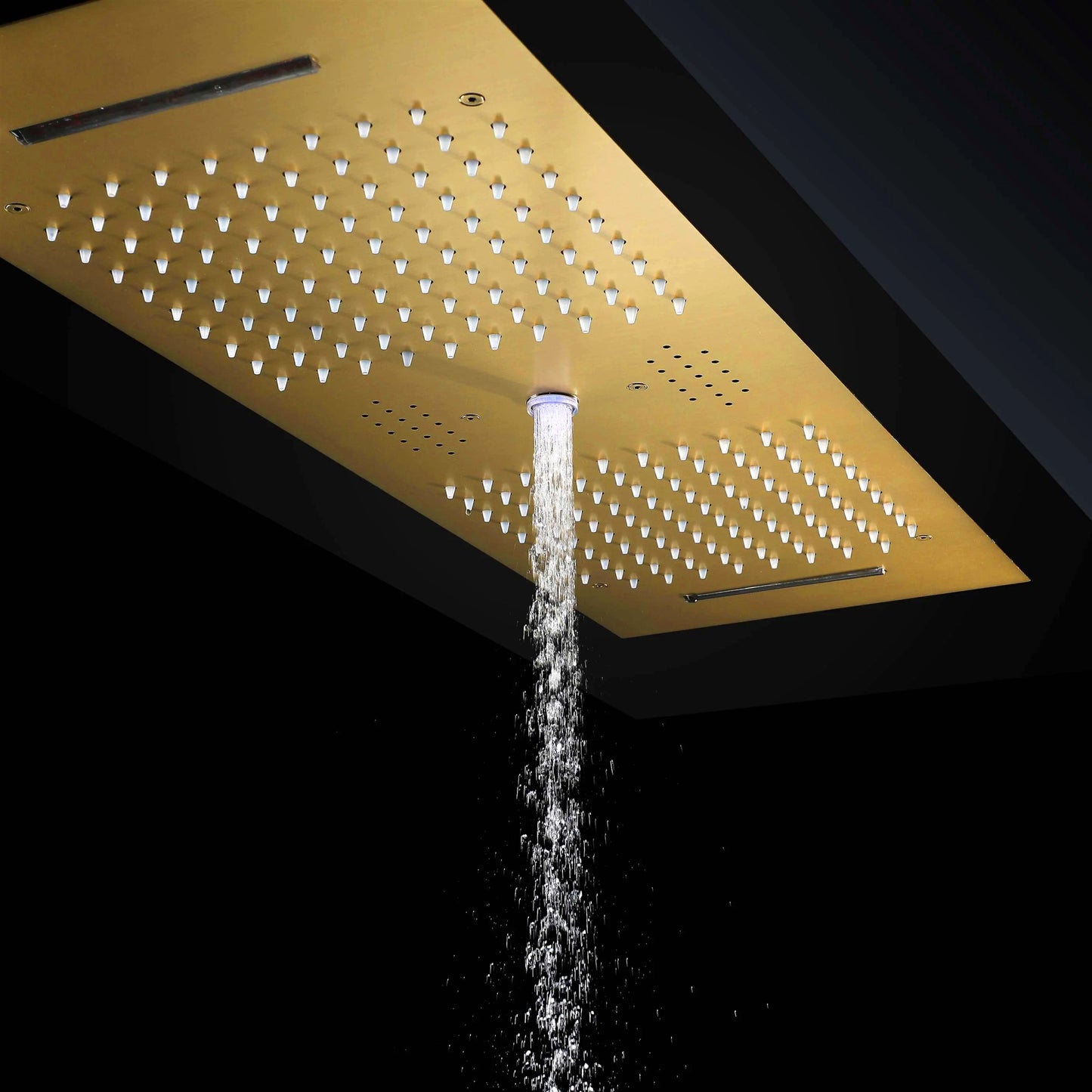 Fontana Tranquil Flow Remote Control LED Polished Gold Ceiling Mounted Rain Shower Head