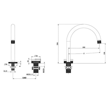 Fontana Troia Dual Handle Wall Mounted Matte Black Faucet