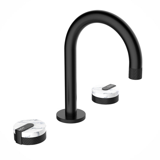 Fontana Troia Dual Handle Wall Mounted Matte Black Faucet