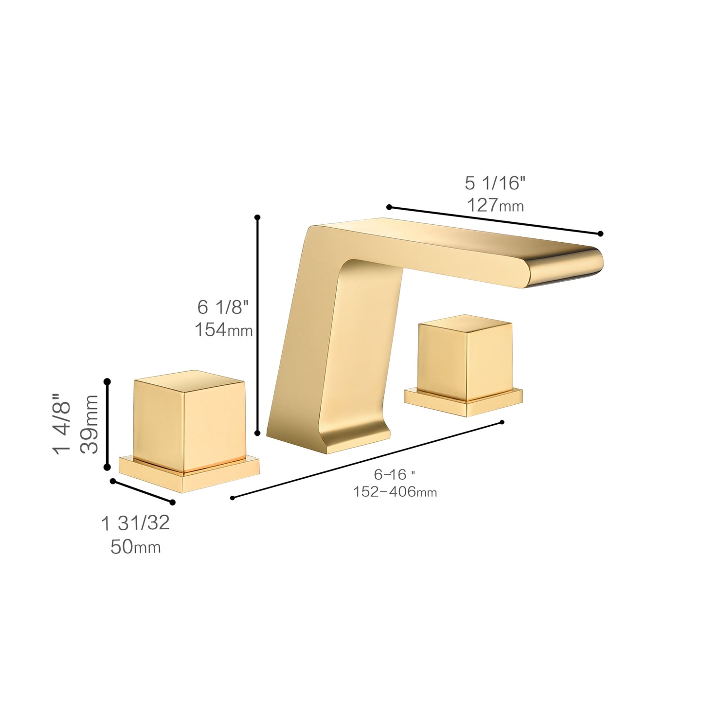 Fontana Trujillo 1.2 GPM Dual Handle Deck Mounted Brushed Gold Waterfall Faucet