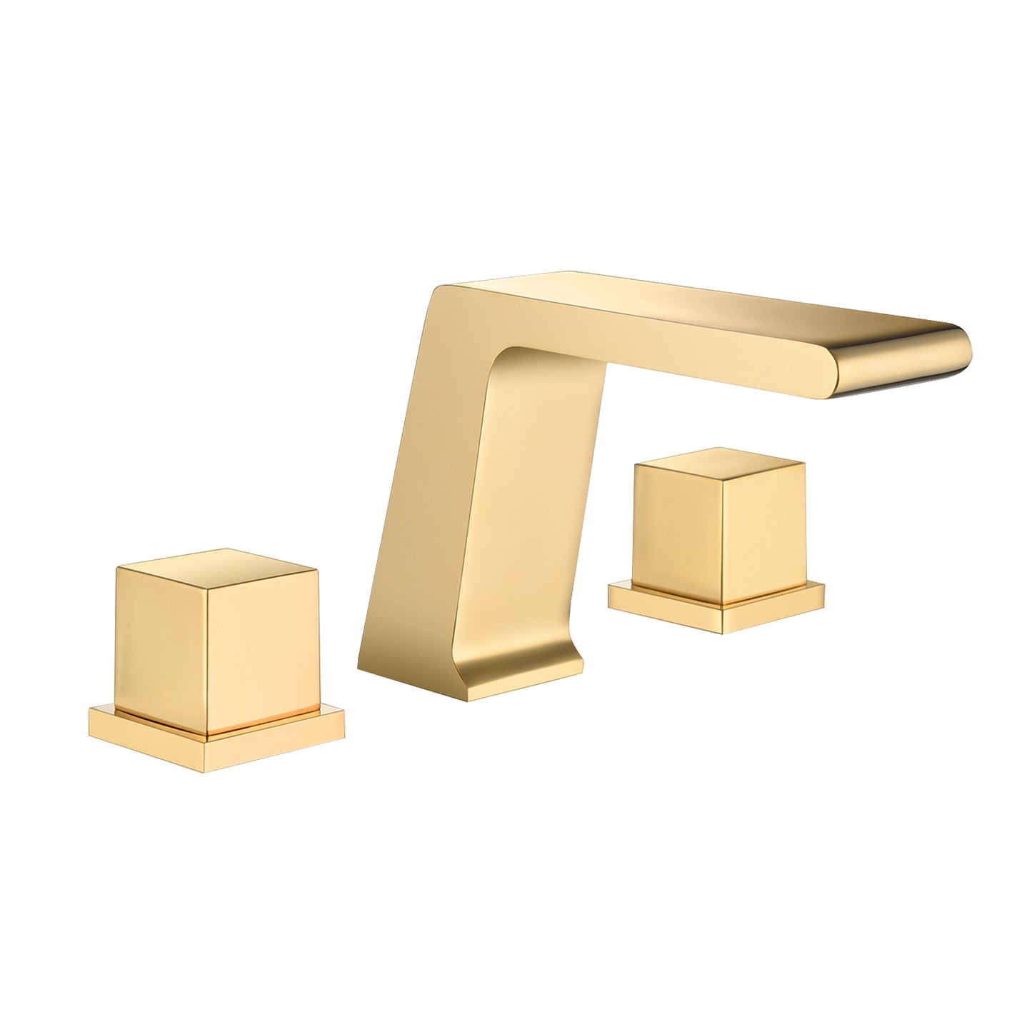 Fontana Trujillo 1.2 GPM Dual Handle Deck Mounted Brushed Gold Waterfall Faucet