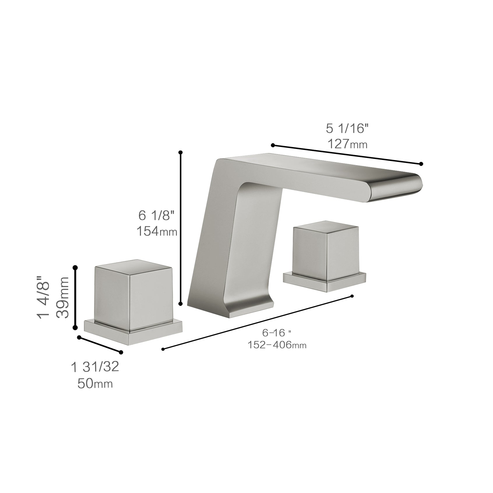 Fontana Trujillo 1.2 GPM Dual Handle Deck Mounted Brushed Nickel Waterfall Faucet