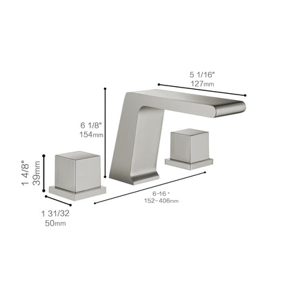 Fontana Trujillo 1.2 GPM Dual Handle Deck Mounted Brushed Nickel Waterfall Faucet