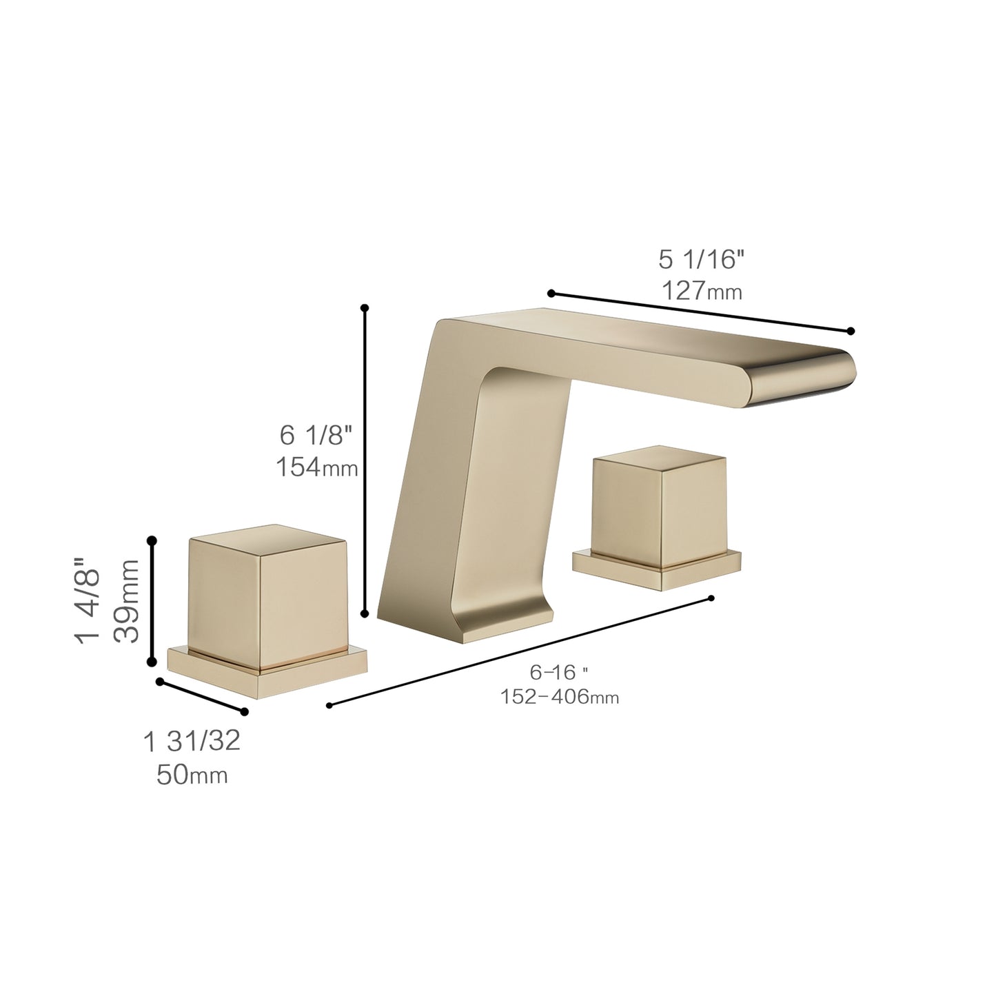 Fontana Trujillo 1.2 GPM Dual Handle Deck Mounted Champagne Waterfall Faucet
