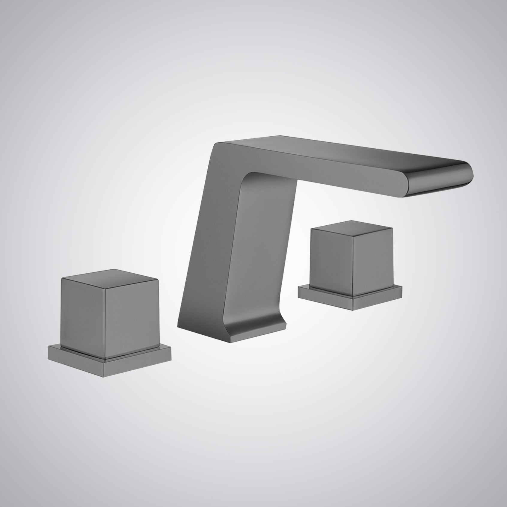 Fontana Trujillo 1.2 GPM Dual Handle Deck Mounted Gun Metal Gray Waterfall Faucet