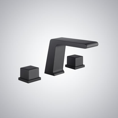 Fontana Trujillo 1.2 GPM Dual Handle Deck Mounted Matte Black Waterfall Faucet
