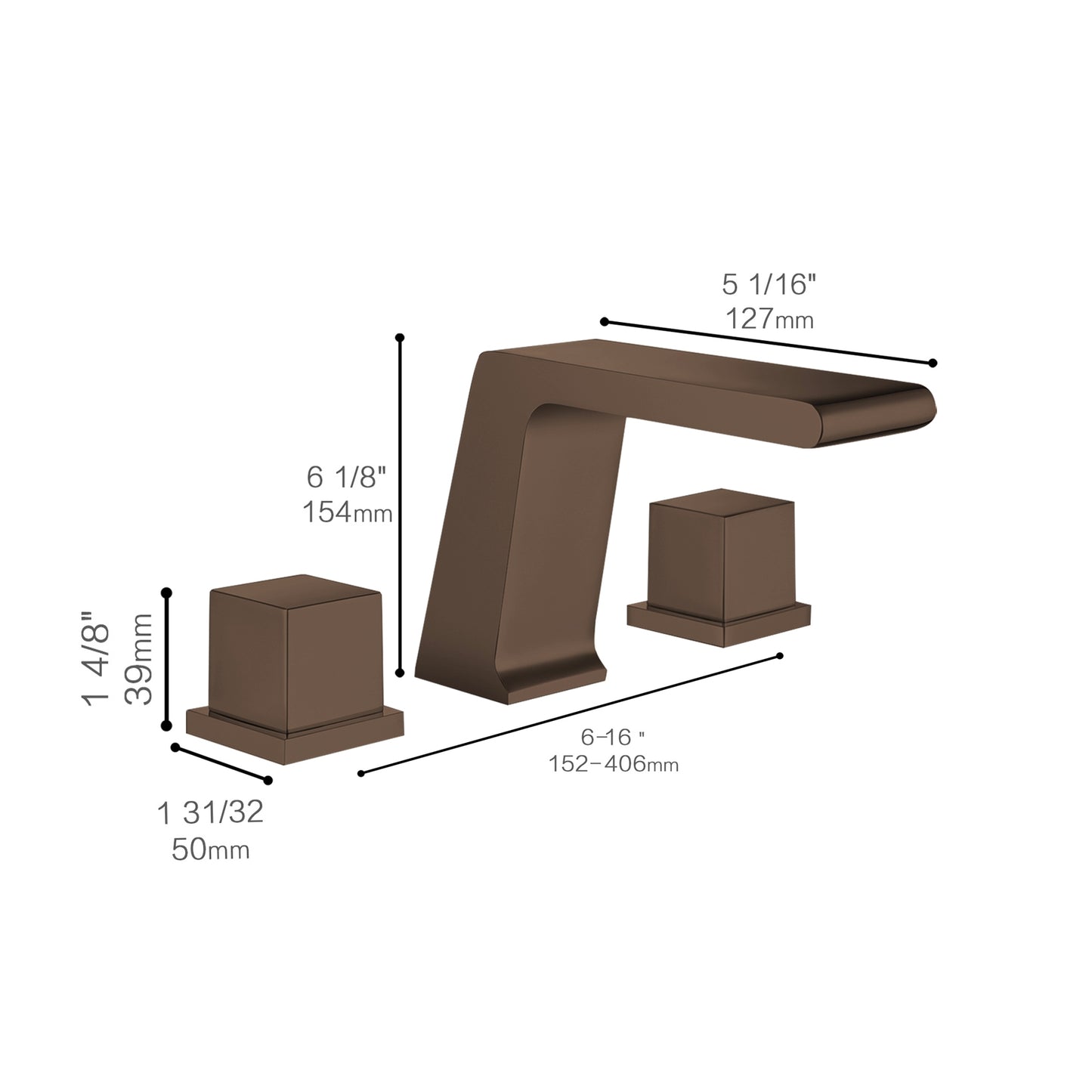 Fontana Trujillo 1.2 GPM Dual Handle Deck Mounted Oil Rubbed Bronze Waterfall Faucet