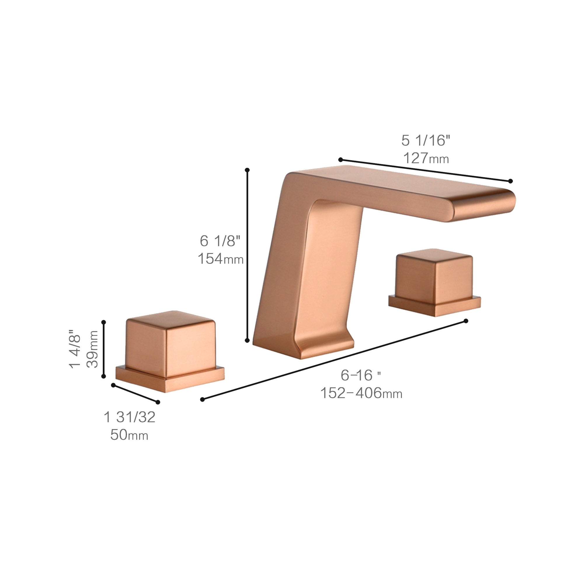 Fontana Trujillo 1.2 GPM Dual Handle Deck Mounted Rose Gold Waterfall Faucet