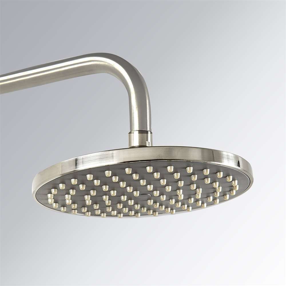 Fontana Tunas 8" 1.5 GPM Round Brushed Nickel Rainfall Shower Head With Shower Arm