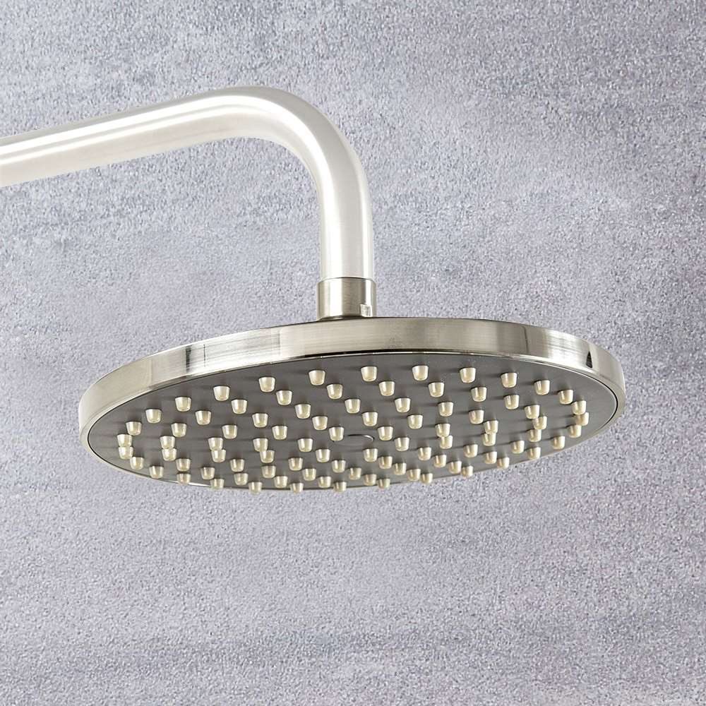 Fontana Tunas 8" 1.5 GPM Round Brushed Nickel Rainfall Shower Head With Shower Arm