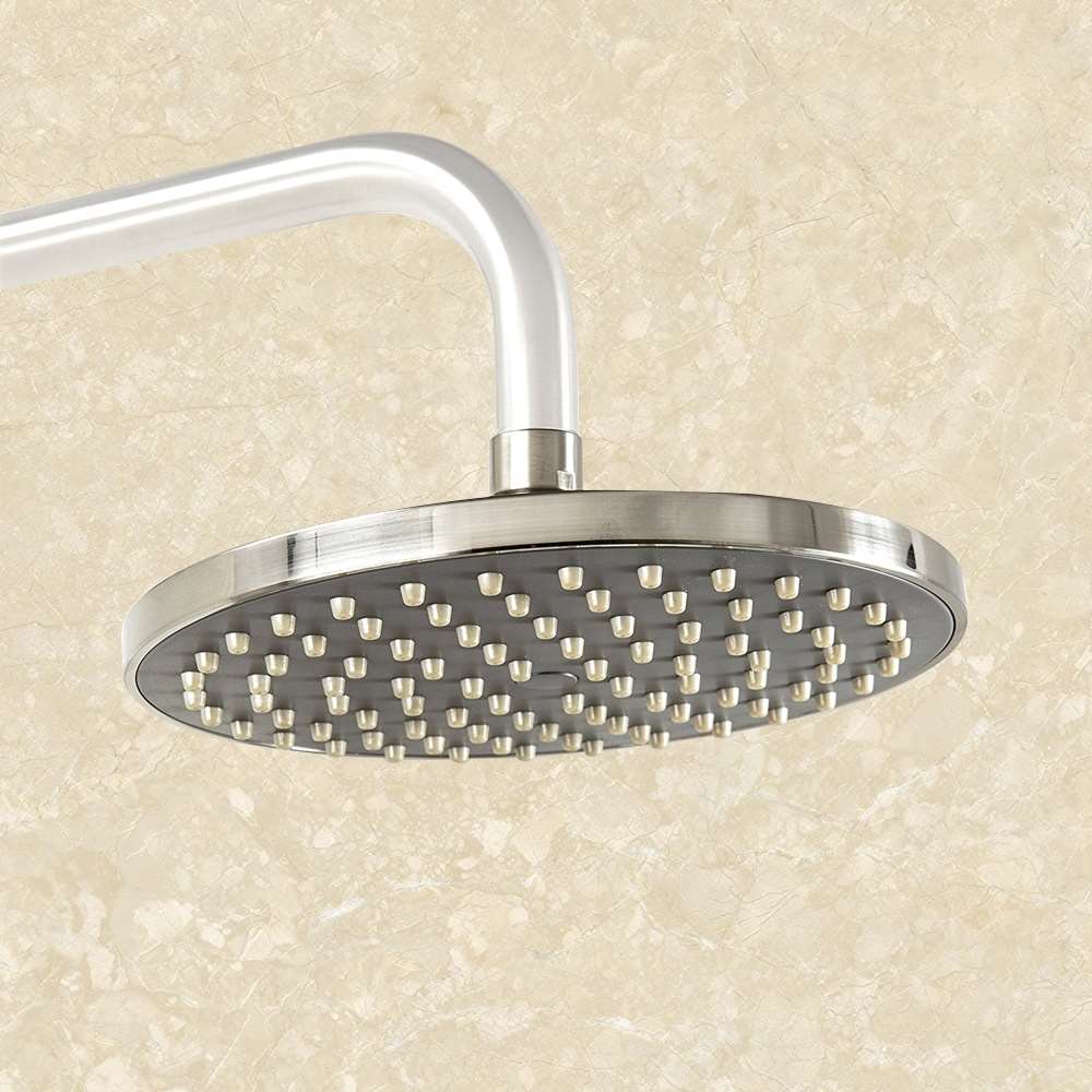 Fontana Tunas 8" 1.5 GPM Round Brushed Nickel Rainfall Shower Head With Shower Arm