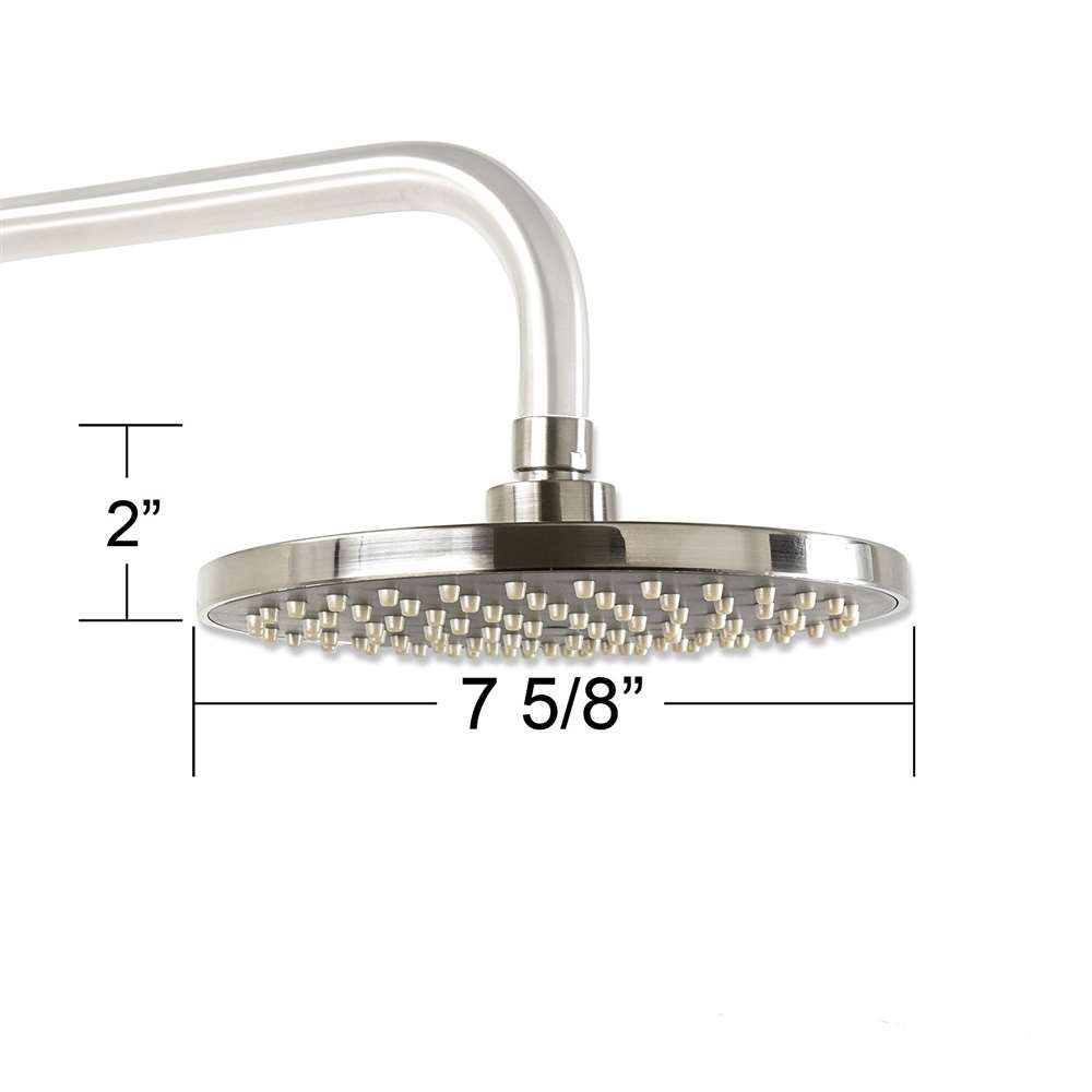 Fontana Tunas 8" 1.5 GPM Round Brushed Nickel Rainfall Shower Head With Shower Arm