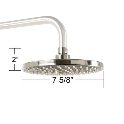 Fontana Tunas 8" 1.5 GPM Round Brushed Nickel Rainfall Shower Head With Shower Arm