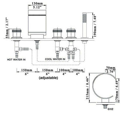 Fontana Uglo Triple Handle Oil Rubbed Bronze Waterfall Faucet System