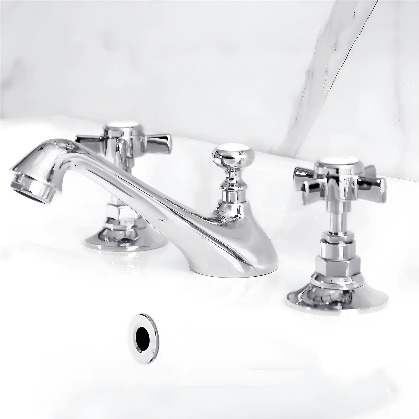 Fontana Vendome Dual Handle Deck Mounted Hot And Cold Chrome Faucet