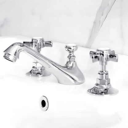 Fontana Vendome Dual Handle Deck Mounted Hot And Cold Chrome Faucet
