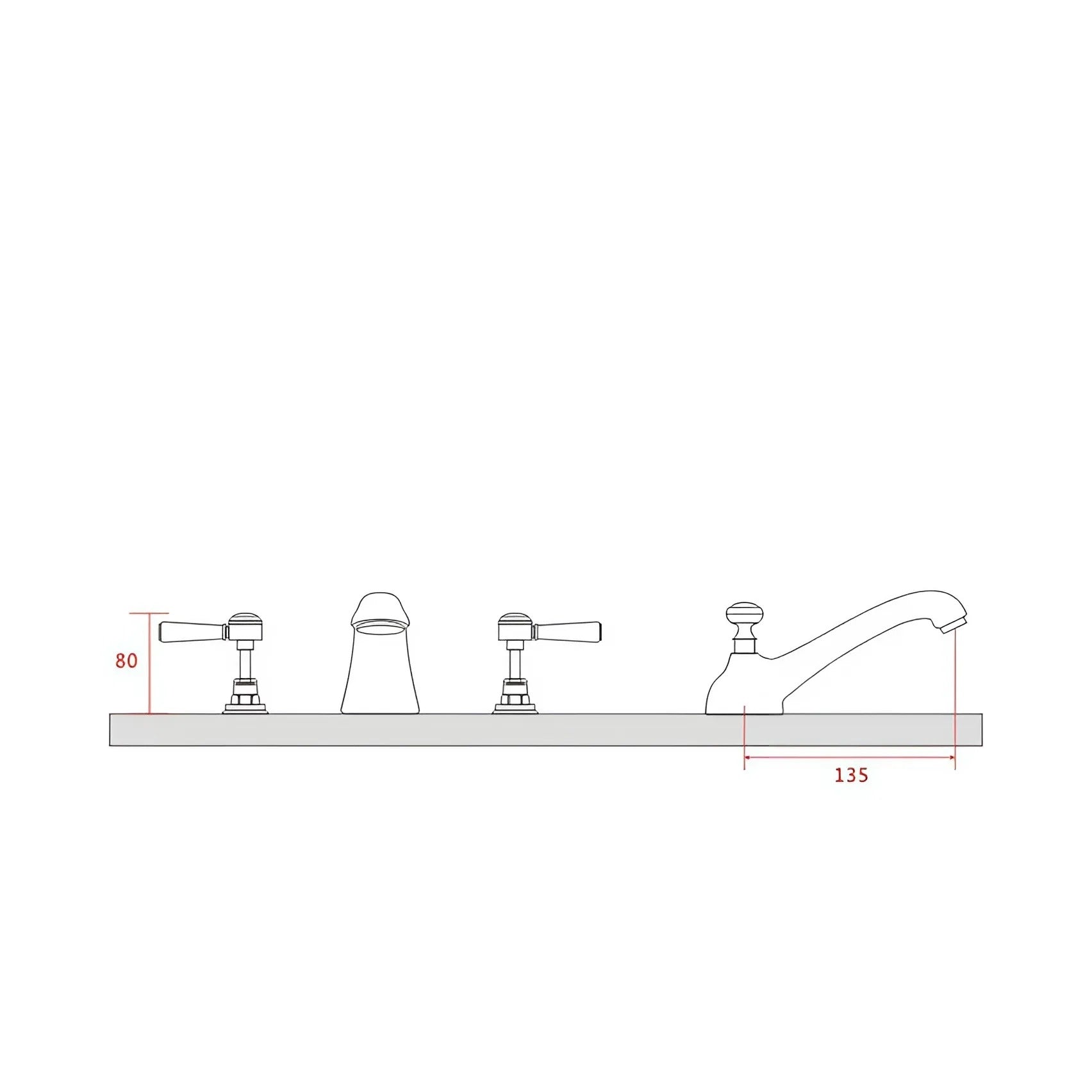 Fontana Vendome Dual Handle Deck Mounted Hot And Cold Chrome Faucet