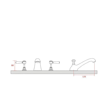 Fontana Vendome Dual Handle Deck Mounted Hot And Cold Chrome Faucet