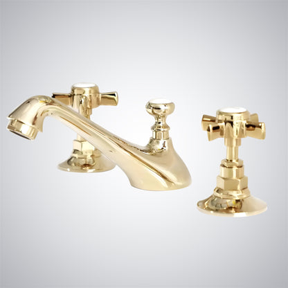 Fontana Vendome Dual Handle Deck Mounted Hot And Cold Gold Faucet