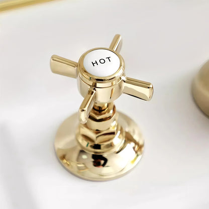 Fontana Vendome Dual Handle Deck Mounted Hot And Cold Gold Faucet