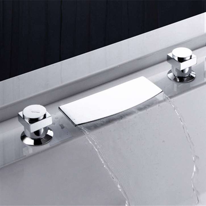 Fontana Venice Double Handle Chrome Waterfall Bathtub Faucet Set