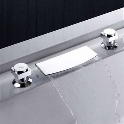 Fontana Venice Double Handle Chrome Waterfall Bathtub Faucet Set