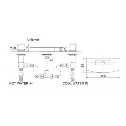 Fontana Venice Double Handle Chrome Waterfall Bathtub Faucet Set