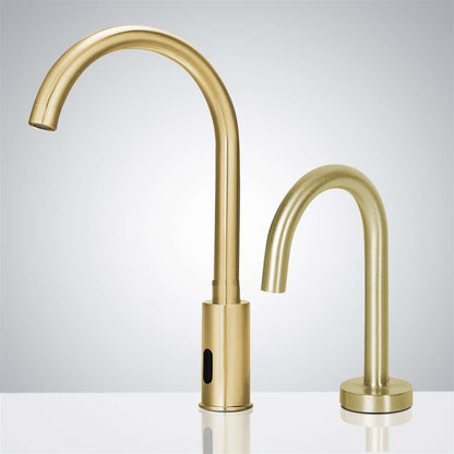 Fontana Venice Motion Sensor High Quality Commercial Brushed Gold Faucet and Automatic Touchless Commercial Soap Dispenser