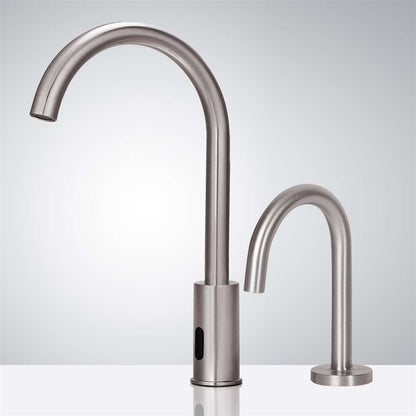 Fontana Venice Motion Sensor High Quality Commercial Brushed Nickel Faucet and Automatic Touchless Commercial Soap Dispenser
