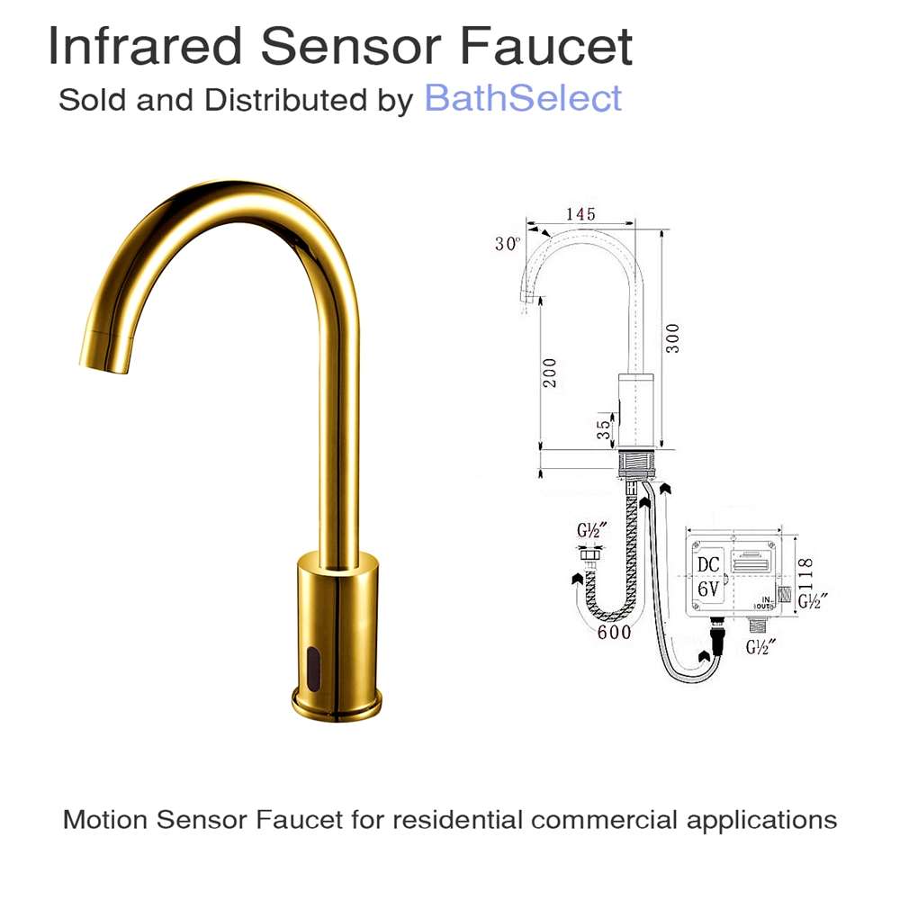 Fontana Venice Motion Sensor High Quality Commercial Gold Faucet and Automatic Touchless Commercial Soap Dispenser