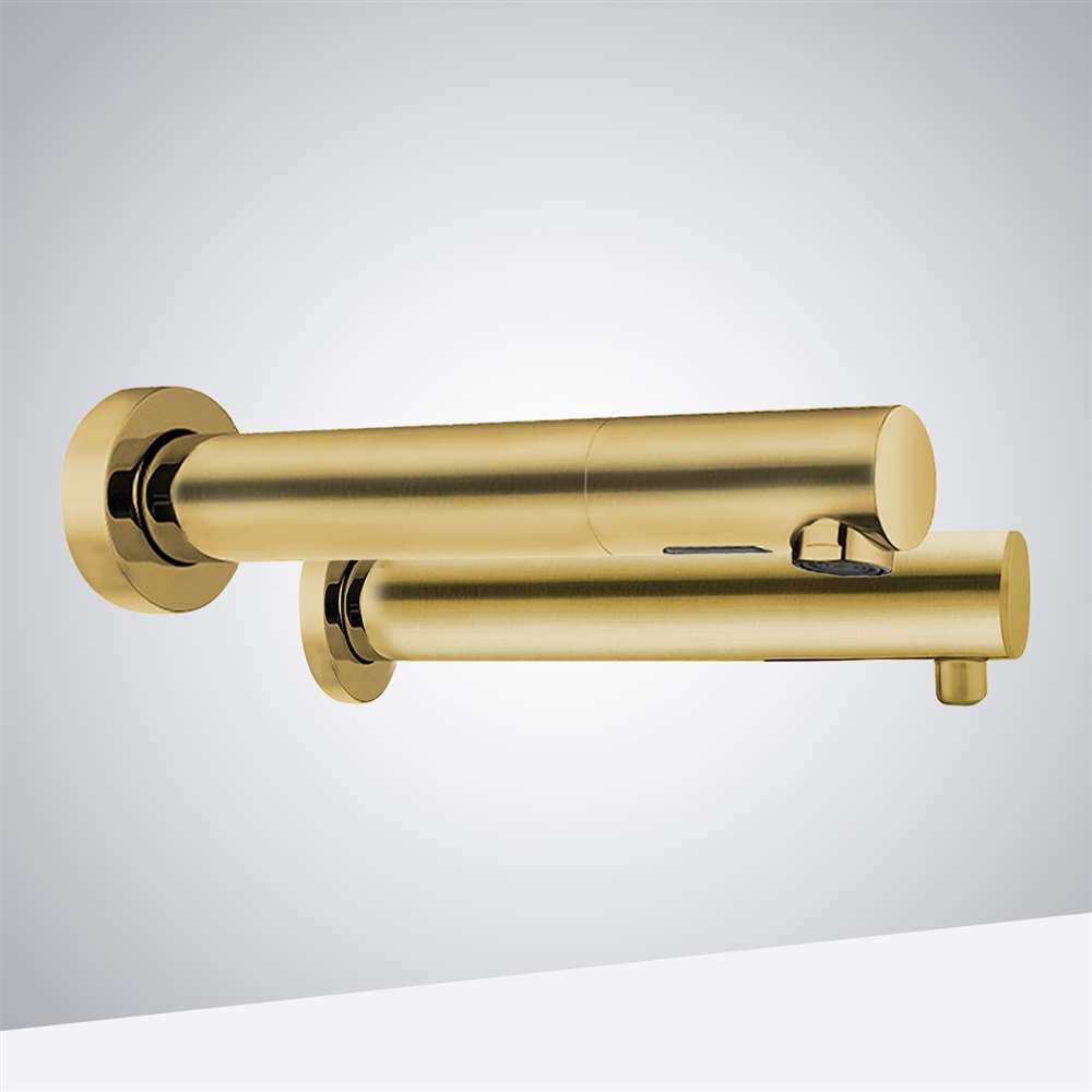 Fontana Venice Wall Mount Touchless Commercial Automatic Sensor Brushed Gold Faucet and Soap Dispenser