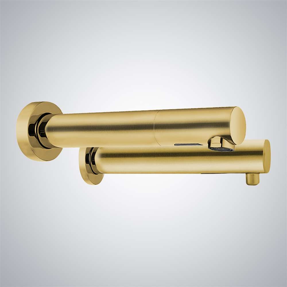Fontana Venice Wall Mount Touchless Commercial Automatic Sensor Brushed Gold Faucet and Soap Dispenser