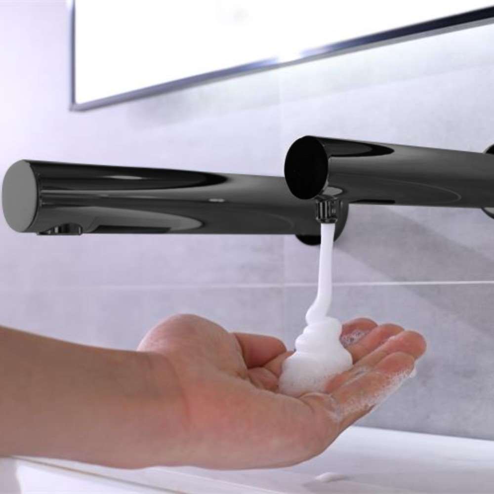 Fontana Venice Wall Mount Touchless Commercial Automatic Sensor Matte Black Faucet and Soap Dispenser