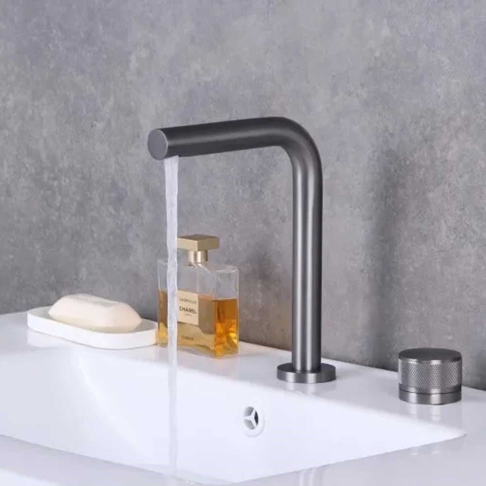 Fontana Vezelay Rotary Controlled Single Handle Deck Mounted Gunmetal Gray Faucet