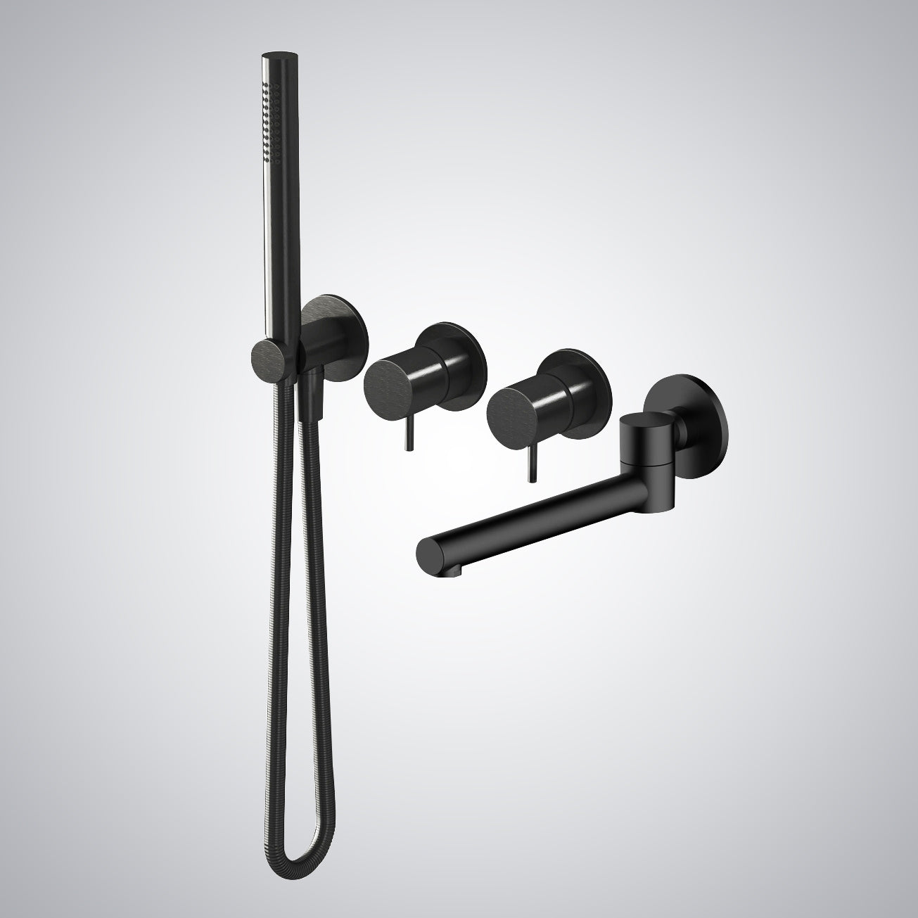Fontana Vilaflor Dual Handle Matte Black Wall Mounted Bathtub Faucet