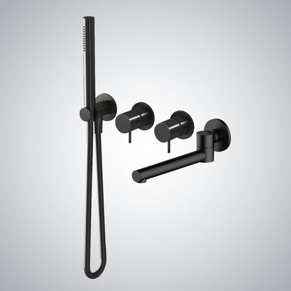 Fontana Vilaflor Dual Handle Matte Black Wall Mounted Bathtub Faucet