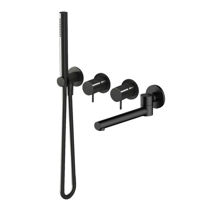 Fontana Vilaflor Dual Handle Matte Black Wall Mounted Bathtub Faucet