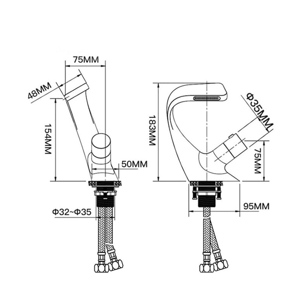 Fontana Vivo Hot And Cold Single Knurling Handle Deck Mounted Matte Black Washbasin Faucet