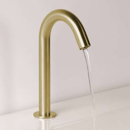 Fontana Wella Touchless Motion Sensor Brushed Gold Faucet and Automatic Deck Mount Soap Dispenser